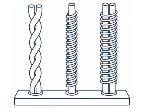 Druty grzewcze wielordzeniowe: konstrukcja skręcana, Clapton i Fused Clapton Druty grzewcze wielordzeniowe: konstrukcja skręcana, Clapton i Fused Clapton