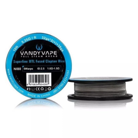 DIY Drut Vandy Vape Superfine MTL Fused Clapton 32GA*2(=)+38GA 5,35OHM/FT 10FT - NO.29