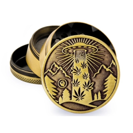 Młynek Metalowy FIRE FLOW Gold UFO 4cz 50mm