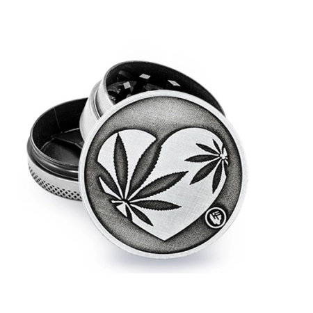 Młynek Metalowy FIRE FLOW Silver Heart 3cz 40mm