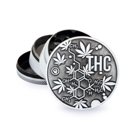 Młynek Metalowy FIRE FLOW Silver Molecule 4cz 60mm