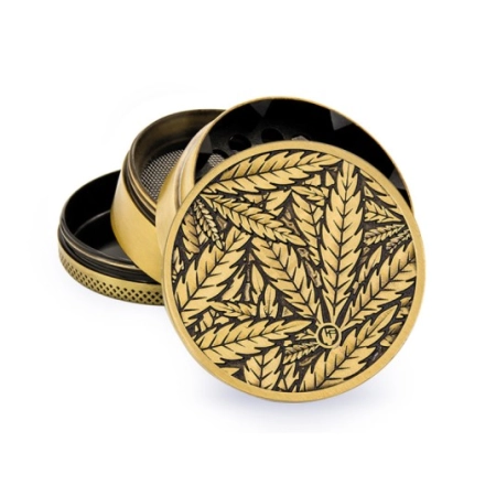 Młynek Metalowy FIRE FLOW Gold Leaves #33 4cz 50mm