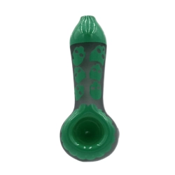 Lufka Szklana Skull Pattern 10cm - Green
