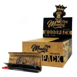 Monkey King Woodpack Rolling Papers+ Tips 1szt