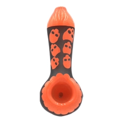 Lufka Szklana Skull Pattern 10cm - Orange