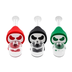 Lufka Skull Glass-Silicone Pipe with Removable