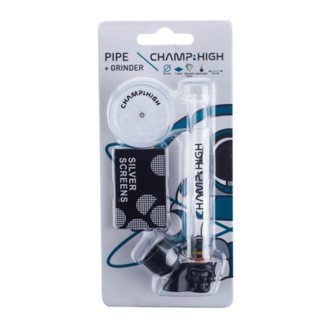 Lufka Szklana Champ High Clear Skull Pipe with Gri