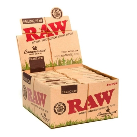 Raw Organic H. Rolling Papers KS Slim + Tips 24 sz
