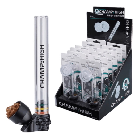 Lufka Szklana Champ High Clear Skull Pipe with Gri