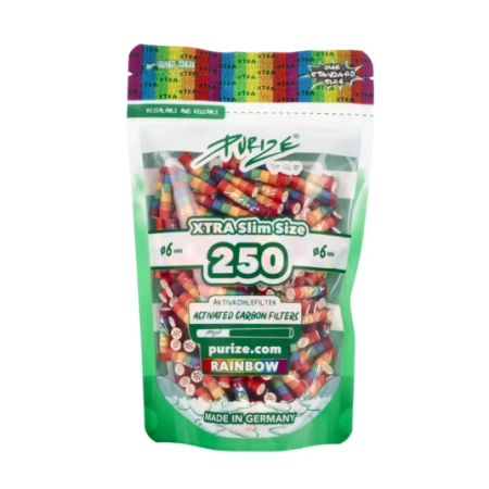 Filtry węglowe Purize XTRA Slim Rainbow 250 szt.