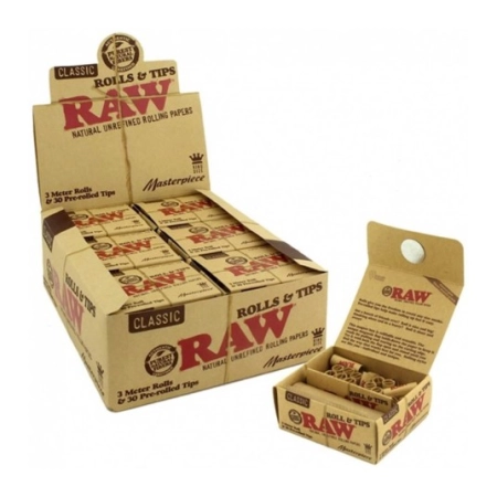 RAW Rolls and Tips 3 m rolls+pre-rolled tip 12 szt